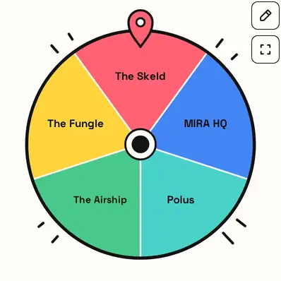 The Among Us Map Wheel with five maps
