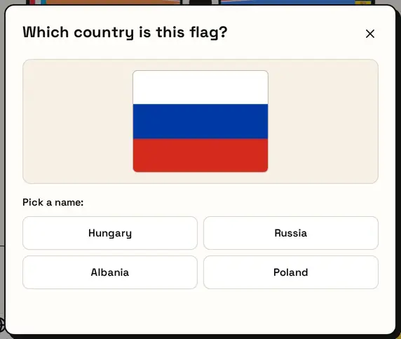A quiz question: Which country is this flag? with four answer choices