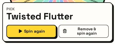 The result card: Pick, Twisted Flutter