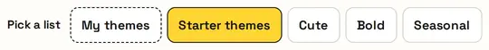 The My themes, Starter themes, Cute, Bold and Seasonal buttons