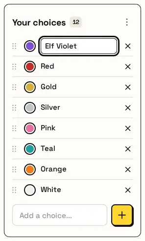 Renombrando un color de ojos directamente en la lista