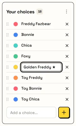 Editando el nombre de un personaje directamente en la lista