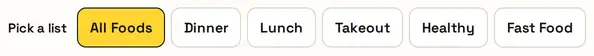The list buttons for the food wheel