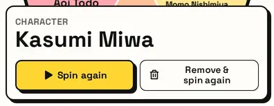 The result card: Character, Kasumi Miwa