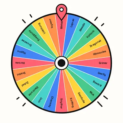 The wheel showing Generation 1 Pokémon