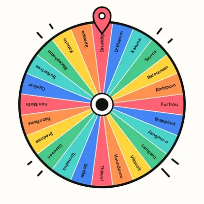 The wheel with a random set of 24 Pokémon