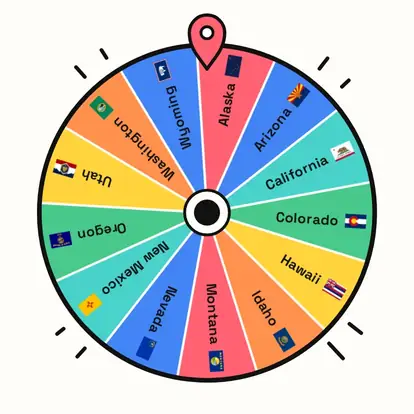 La ruleta de estados del Oeste con sus banderas