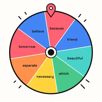 La ruleta con las palabras de ortografía